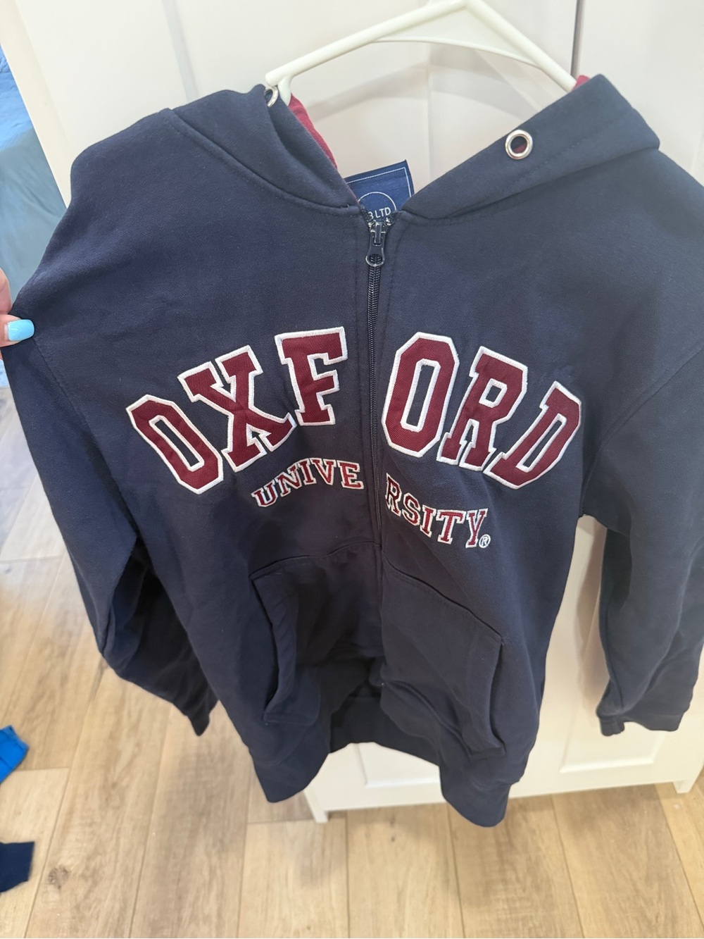 Oxford University Navy Zip-Up Hoodie Jacket